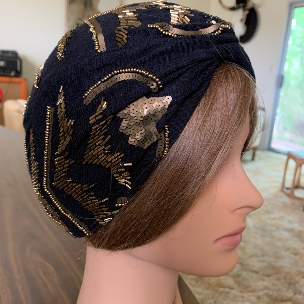 Gold beaded turban